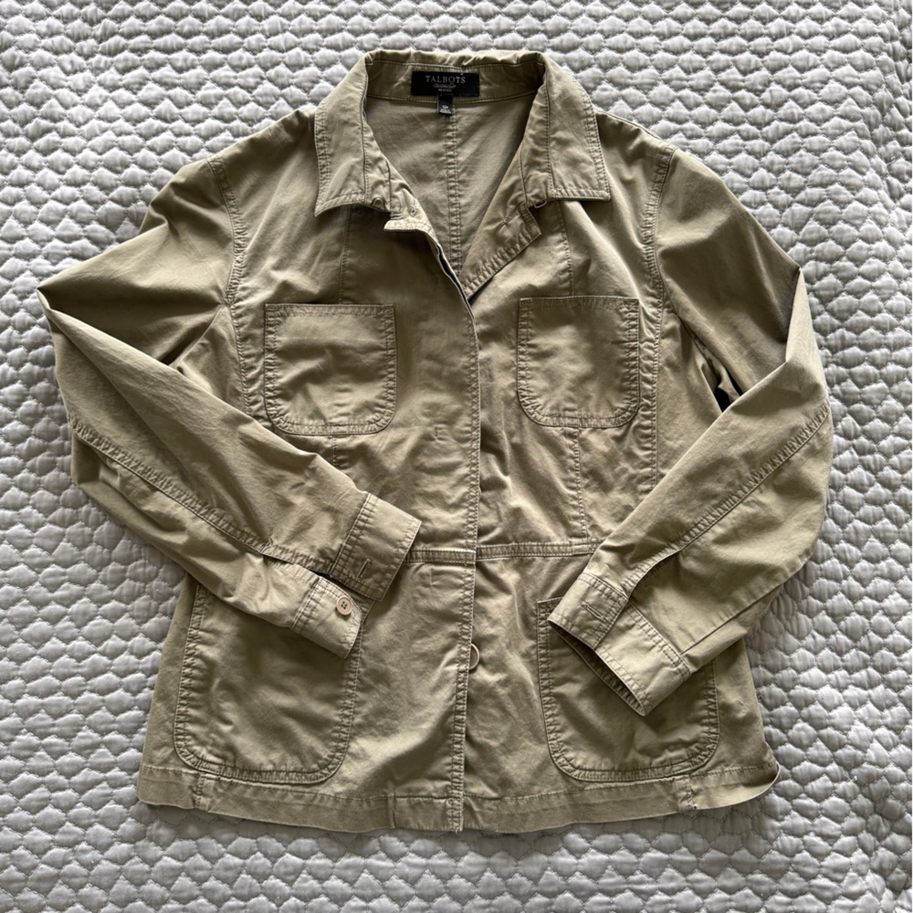 Talbots Olive Green Button-Up Blazer